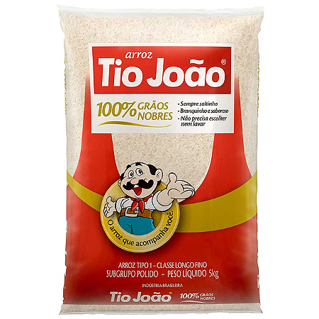 Arroz Tio Joao Branco Tipo 1 100% Graos Nobres - Embalagem 6X5 KG - Preço Unitário R$27,86