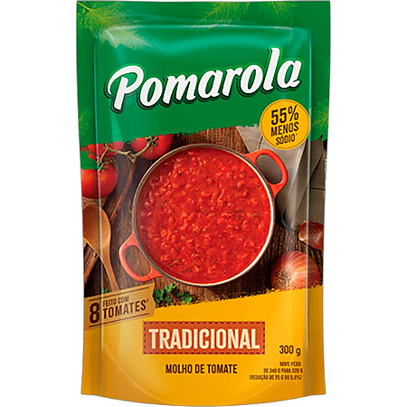 Molho De Tomate Pomarola Tradicional Sache - Embalagem 24X300 GR - Preço Unitário R$2,86