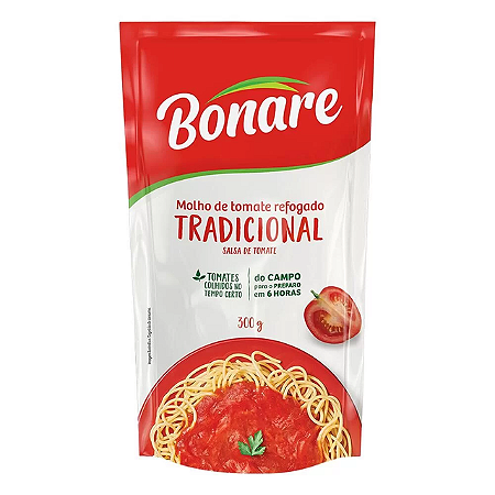Molho De Tomate Bonare Tradicional Sache - Embalagem 30X300 GR - Preço Unitário R$1,49