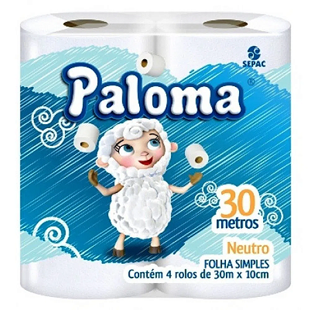 Papel Higienico Paloma Fit Folha Simples 12x30m Neutro - Embalagem 6X12X30 MTS - Preço Unitário R$10,1