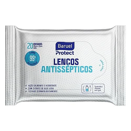 Lenco Umedecido Baruel Protect Antissepticos - Embalagem 1X20 UN