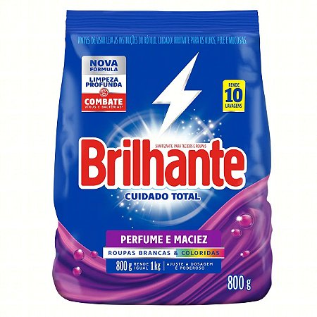 Detergente Em Po Brilhante Cuidado Total Sache - Embalagem 16X800 GR - Preço Unitário R$11,22