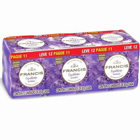 Sabonete Francis Suave Rx Equilibrio Alfazema Leve 12 Pague 11 - Embalagem 12X85 GR - Preço Unitário R$1,83