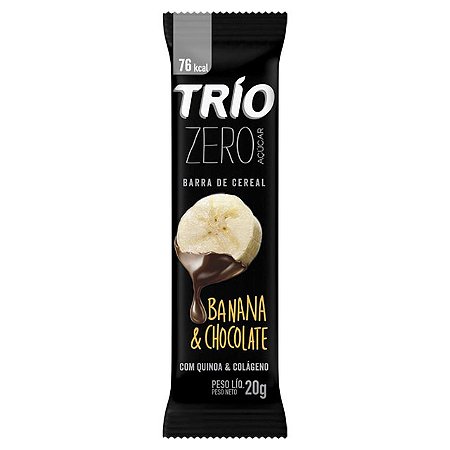 Barra De Cereal Trio Zero Açucar Banana E Chocolate - Embalagem 12X18 GR - Preço Unitário R$1,56