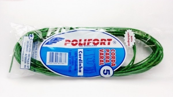 Corda De Varal Nylon Polifort 10 Metros Numero 5 - Embalagem 10X1 UN - Preço Unitário R$1,08