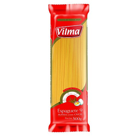 Macarrao Espaguete Ovos Vilma Numero 09 - Embalagem 30X500 GR - Preço Unitário R$4,64