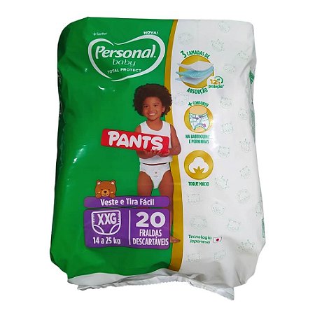 Fralda Descartavel Personal Baby Tripla Protecao Pants XXG - Embalagem 1X20  UN - Real Distribuidora