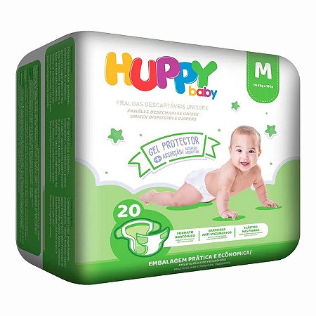 Fralda Descartavel Economica Huppy Baby M Plus - Embalagem 1X20 UN