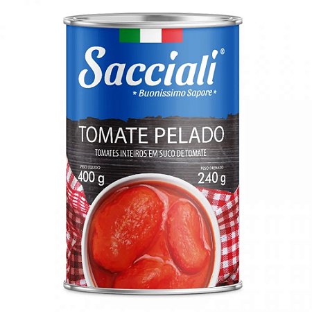 Tomate Pelado Sacciali Lata - Embalagem 1X400 GR