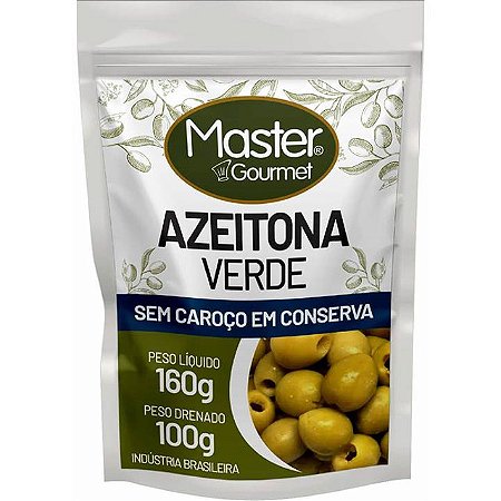 Azeitona Verde Master Gourmet Sem Caroço Sache - Embalagem 24X100 GR - Preço Unitário R$3,36