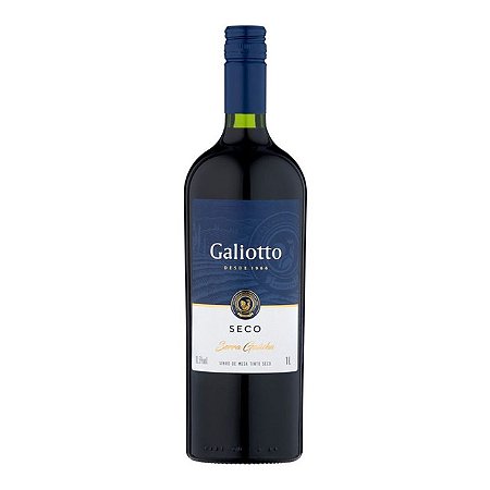 Vinho Galiotto Tinto Seco - Embalagem 12X1 LT - Preço Unitário R$23,54