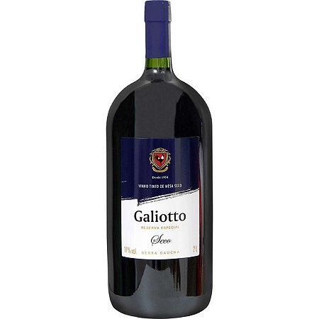 Vinho Galiotto Tinto Seco - Embalagem 6X2 LT - Preço Unitário R$43,31