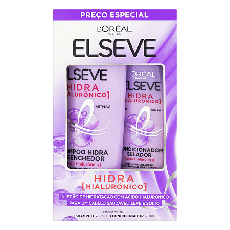 Kit Elseve Shampoo 375ml+Condicionador 170ml Hidra Hialuronico - Embalagem 1X2 UN