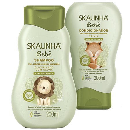Kit Infantil Skalinha Bebe Shampoo 200ml +Condicionador 200ml Glicerinado Com Salvia Sem Lagrimas - Embalagem 1X2 UN