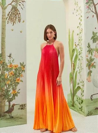 Vestido longo plissado degrade FARM - ML24