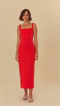 Vestido alça crepe vermelho FARM - ML24