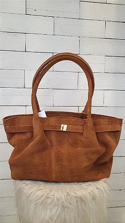 Bolsa Camurça 100% Couro - Caramelo - Ml24