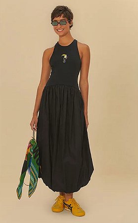 VESTIDO BALONE BORDADO PRETO FARM - ML25-