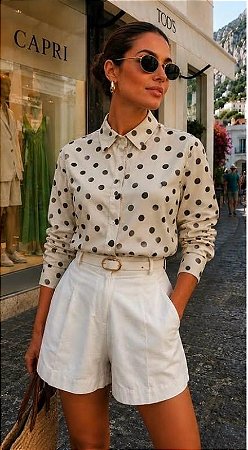Blusa poá bege- ML26
