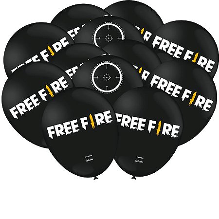 25 Balões Bexigas decoração Free Fire aniversário 9" festa / PRETO