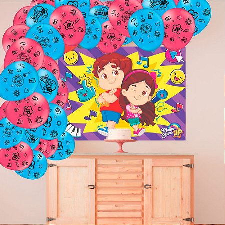 Kit Festa decoração maria clara e JP Painel + Bexigas 26 peças completo