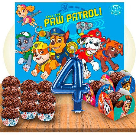 Kit festa Patrulha canina 152 pçs vela + Forminhas + painel