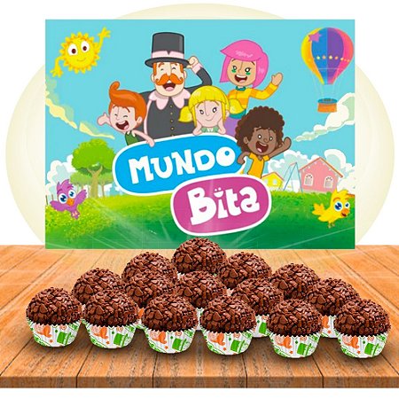 kit Decoração Festa Mundo Bita Painel GIGANTE+ 100 Forminhas