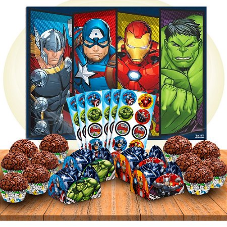 Kit festa completo 181 pçs Decoração Vingadores aniversário