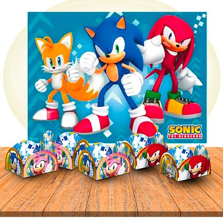 kit festa decoração Sonic 50 forminnhas + painel  Giigante