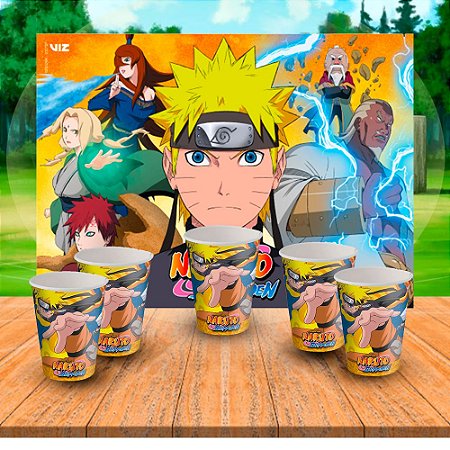 Kit festa Naruto decoração completa 9 itens copos + painel Gigante