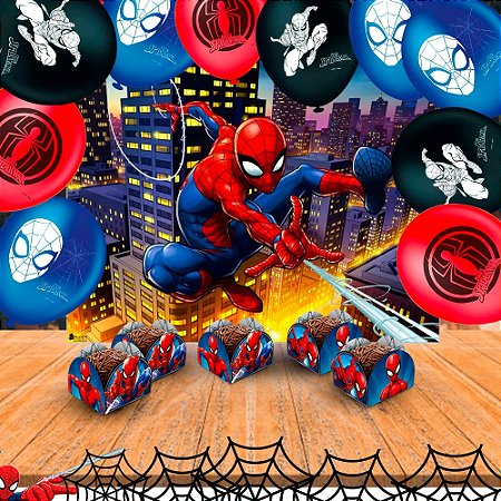 Kit Festa Homem aranha 76 pçs decoração aniversário completa