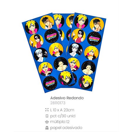 30 Adesivos redondo decoração Festa Boruto aniversário