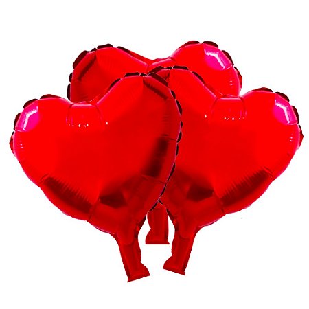 BALÃO  BEXIGAS CORAÇÃO METALIZADO VERMELHO - 18" - 45 CM