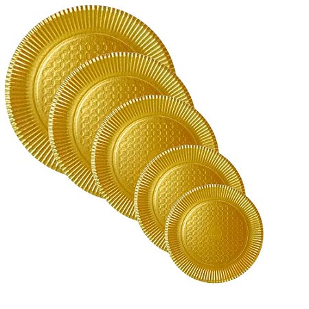 Pratos laminado para bolo número 5 OURO UN 28 X 28cm