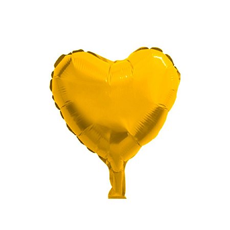 BALÃO BEXIGAS CORAÇÃO METALIZADO DOURADO OURO - 18" - 45 CM