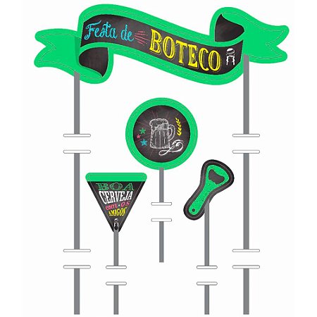 Topo de bolo decoração festa Boteco topper cores mais vivas