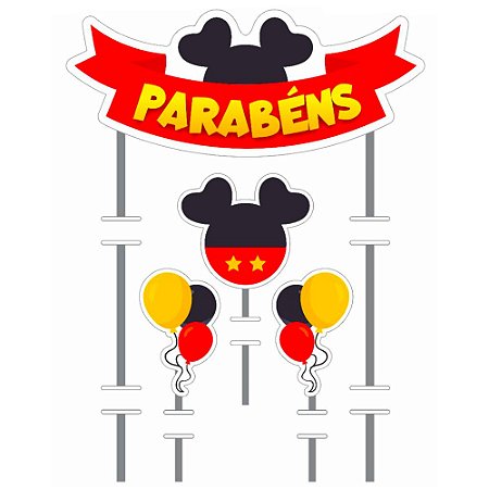 Topo de bolo decoração festa Orelha coração vermelho