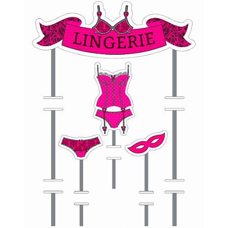 Topo de bolo decoração festa Lingerie topper mais cor