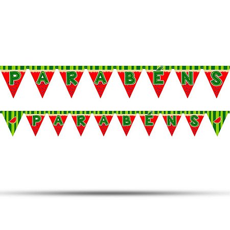 Faixa Bandeirola Decoração festa Melancia cor mais viva