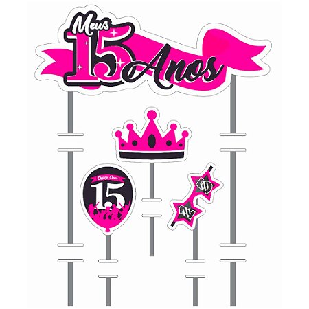 Topo de bolo decoração festa 15 anos topper mais lindo