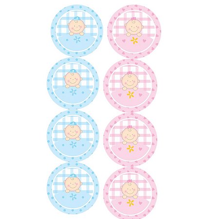 20 Adesivos redondo decoração menina baby menino baby festa
