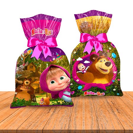 8 Sacolas surpresa Lembrancinhas Masha e o Urso decoração