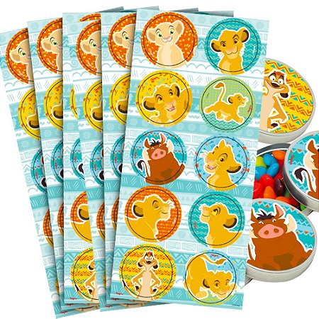 30 Adesivos redondo decoração Rei Leão festa aniversário