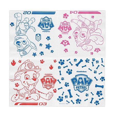 50 Guardanapos Decoração Patrulha Canina Papel festa aniversário