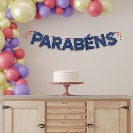 Faixa Parabens Gliter em EVA Decoração festa aniversários