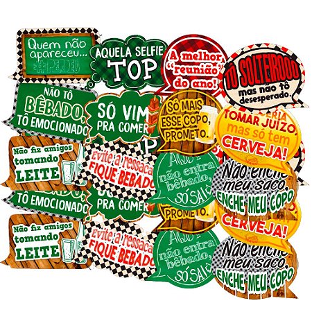 Kit 12 Placas divertidas para festas pronta para usar
