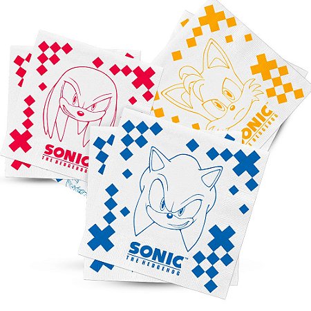 50 Guardanapos Decoração Sonic Papel festa aniversário