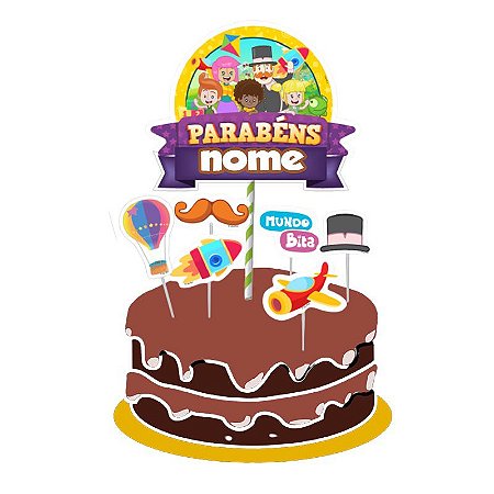 Topo de bolo Mundo Bita topper decoração festa aniversário