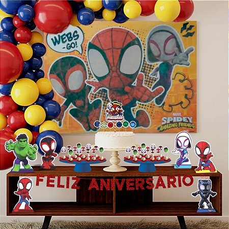 Kit festa Decoração Homem Aranha e seus amigos 39pçs em EVA