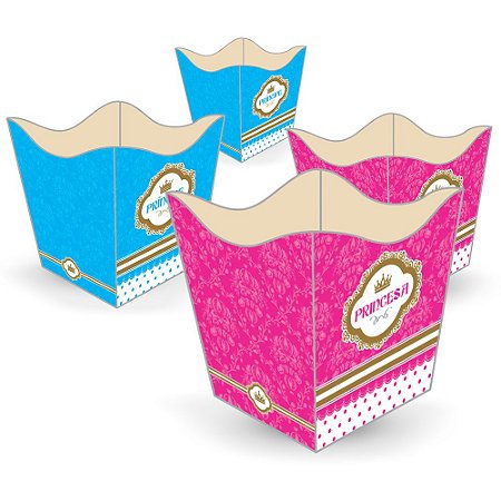 kit 10 Cachepo Papel cartonado Decoração princesa e princIpe